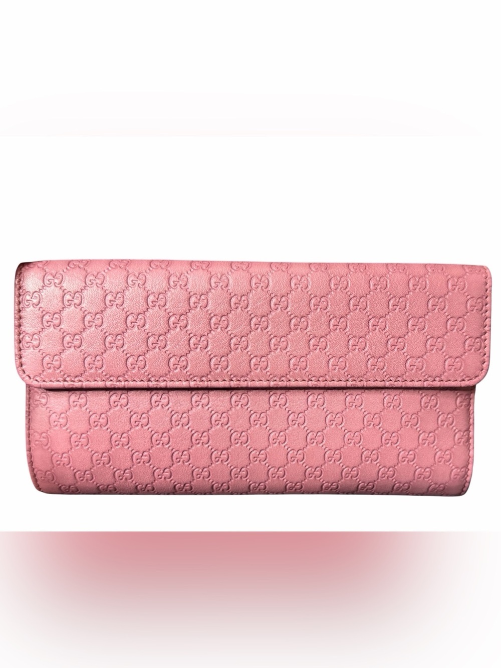New Gucci microguccisimma pink leather continental flap wallet